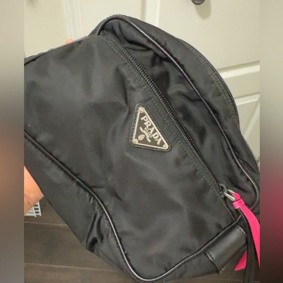 Prada Black/ Hot Pink Nylon Shoulder Bag with Studding - Picture 9 of 14